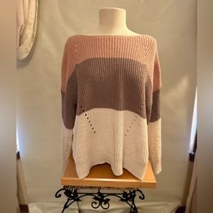 Pink, brown, cream Maurices lightweight sweater. Large